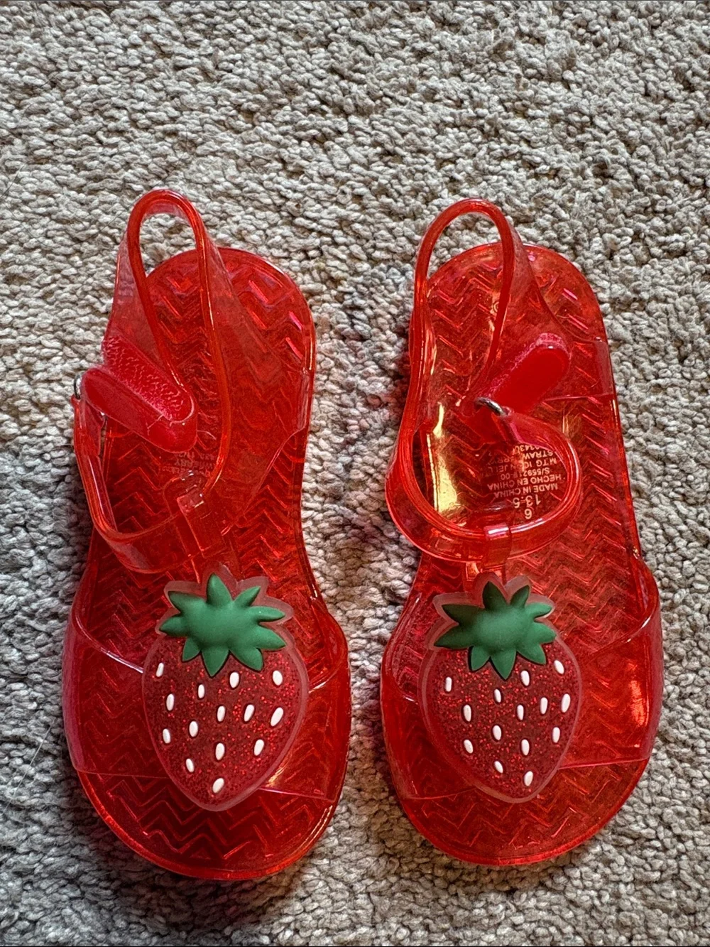 Old Navy Red Jelly Sandals with Strawberry Accent